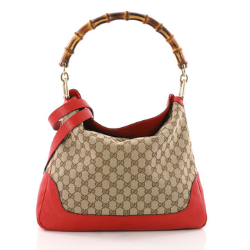 Gucci Diana Bamboo Shoulder Bag GG Canvas Medium Brown 3631402
