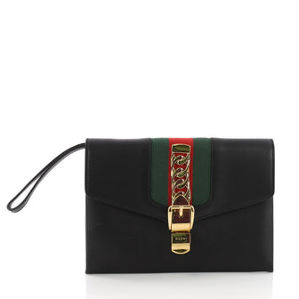 Gucci Sylvie Clutch Leather Small Black 3631501