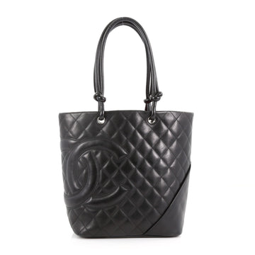 Chanel Cambon Tote Quilted Leather Medium Black 3632003