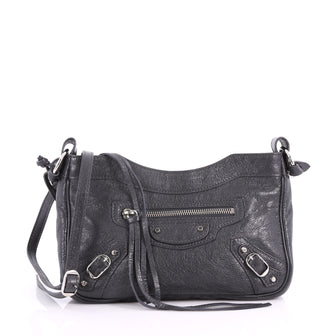Balenciaga Hip Classic Studs Crossbody Bag Leather Gray 3634726