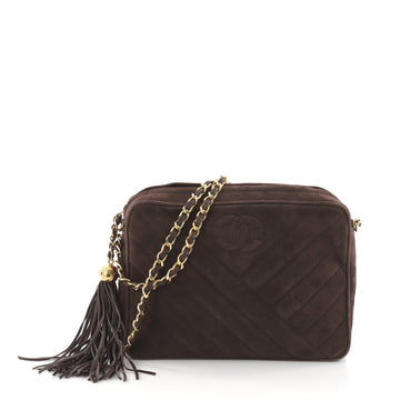 Chanel Vintage Camera Bag Chevron Suede Small Brown 3634730