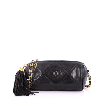 Vintage Diamond CC Barrel Bag Quilted Leather Mini
