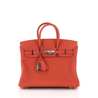Hermes Birkin Handbag Red Swift with Palladium Hardware 25 - Rebag
