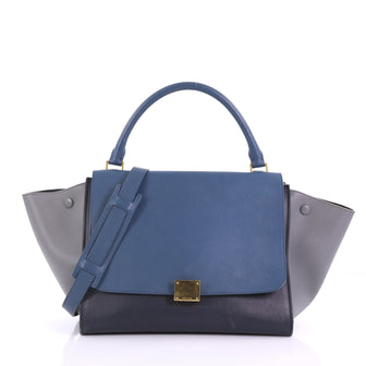 Celine Tricolor Trapeze Handbag Leather Small Blue 3634801
