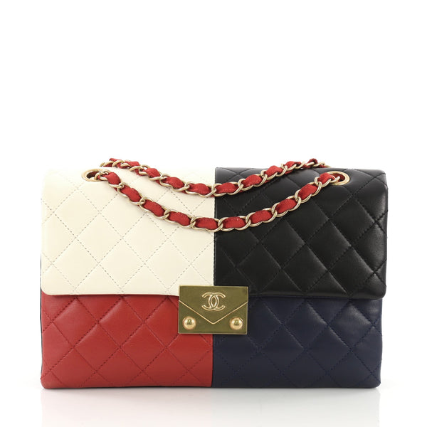 Chanel CC Clasp Chain Flap Bag Multicolor Quilted Lambskin Small