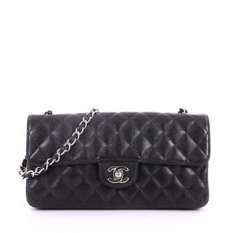 Chanel Blue Fonce Quilted Leather CC Crown East/West Flap Bag