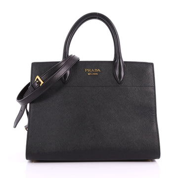 Prada Bibliotheque Handbag Saffiano Leather with City Calfskin Medium