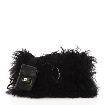 Chanel Tibet Flap Messenger Fur and Leather Medium Black 3637602