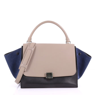 Celine Tricolor Trapeze Handbag Leather Small Gray 3640601