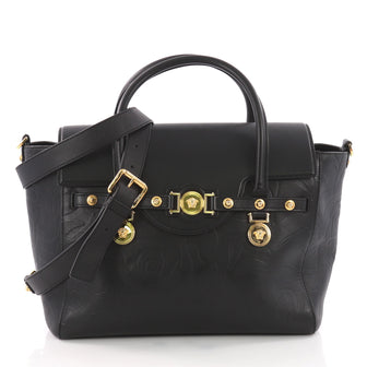 Versace Signature Bag Embossed Leather Large Black 3641205