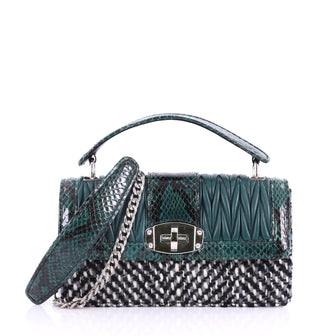 Miu Miu Cleo Top Handle Bag Matelasse Leather with Woven 3641601