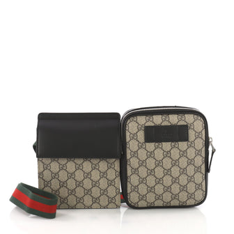 Double Web Belt Bag GG Coated Canvas with Leather