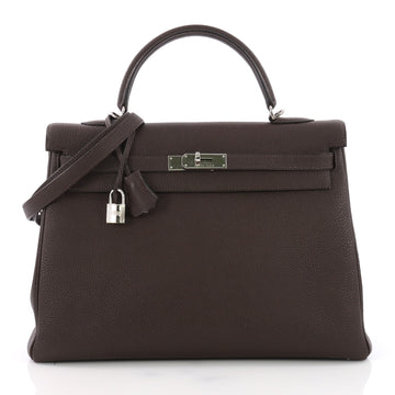 Hermes Kelly Handbag Brown Vache Liegee with Palladium 3643901