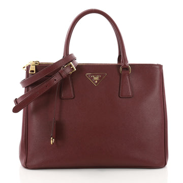 Prada Double Zip Lux Tote Saffiano Leather Medium Red 3645002