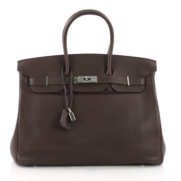 Hermes Birkin Handbag Brown Swift with Palladium 3645105.