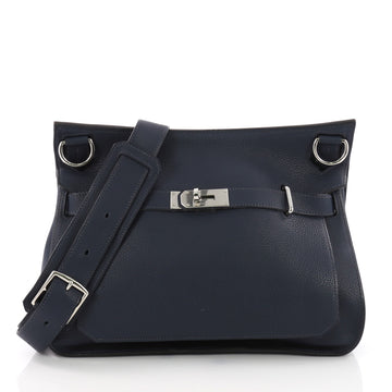 Hermes Jypsiere Handbag Clemence 34 Blue 3645106