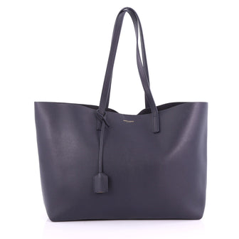 Saint Laurent Shopper Tote Leather Large Blue 3645202