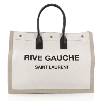 Saint Laurent Rive Gauche Shopper Tote Canvas Large Neutral 3645203
