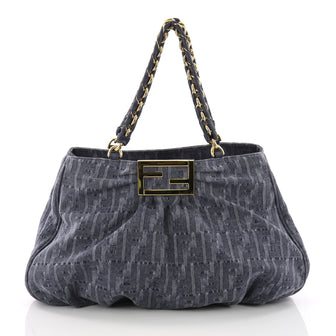 Fendi Mia Tote Zucca Denim Large Blue 3645401