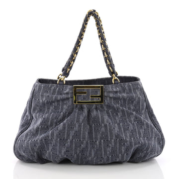 Fendi Mia Tote Zucca Denim Large Blue 3645401