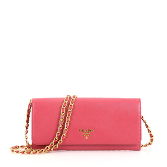 Prada Wallet on Chain Saffiano Leather Pink 3648001