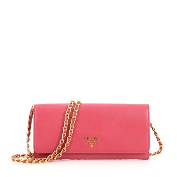 Prada Wallet on Chain Saffiano Leather Pink 3648001