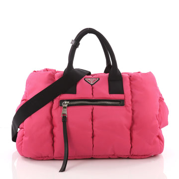 Prada Bomber Convertible Tote Tessuto Large Pink 36490102
