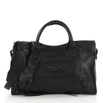 Balenciaga City Classic Studs Handbag Leather Medium Black 36490103