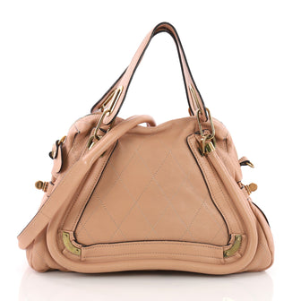 Chloe Paraty Handbag Quilted Leather Medium Neutral 36490105