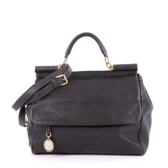 Dolce & Gabbana Soft Miss Sicily Handbag Leather Medium Black 36490108