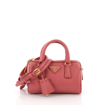 Prada Lux Convertible Boston Bag Saffiano Leather Mini Pink 36490111