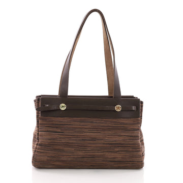 Hermes Herbag Cabas Vibrato and Leather PM Brown 36490122