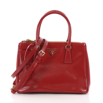 Prada Double Zip Lux Tote Vernice Saffiano Leather Mini Red 36490128
