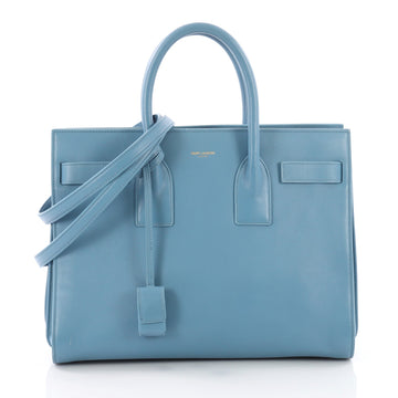 Saint Laurent Sac de Jour Handbag Leather Small Blue 3649012