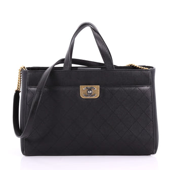 Chanel Straight Lines Zipped Shopping Tote Quilted Calfskin Large 36490133