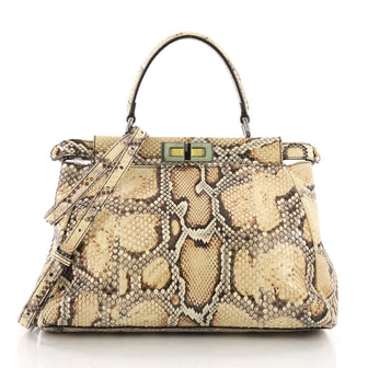  Fendi Peekaboo Handbag Python Regular Neutral 36490143