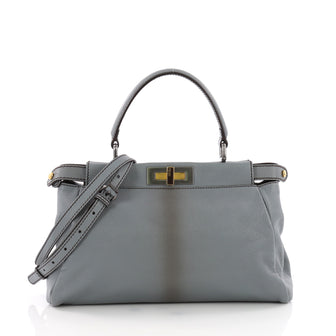 Fendi Peekaboo Handbag Leather Regular Gray 36490146