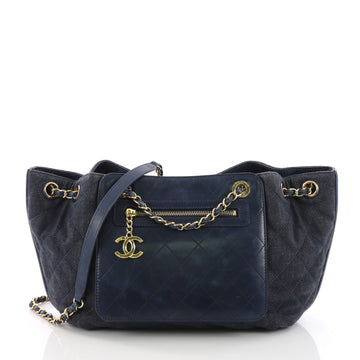 Drawstring Shoulder Bag Quilted Denim and Aged Calfskin Medium