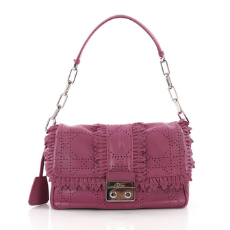 Christian Dior New Lock Ruffle Flap Bag Perforated Leather Small Purple 3649038