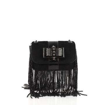 Christian Louboutin Fringe Sweet Charity Crossbody Bag Pony Hair Mini Black 3649055