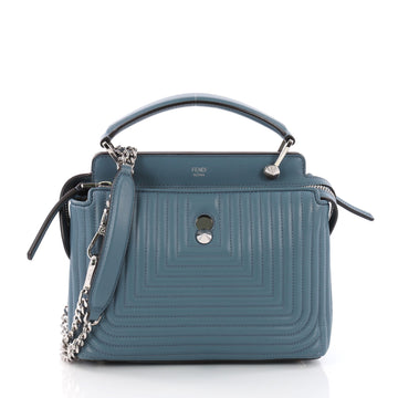 Fendi DotCom Click Top Handle Bag Quilted Leather Small Blue 3649080