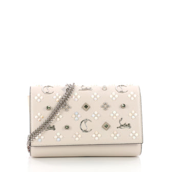 Christian Louboutin Paloma Clutch Spiked Leather White 3649505