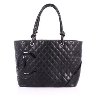Chanel Cambon Tote Quilted Leather Large Black 3649608