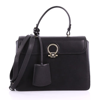 Versace Donatella Top Handle Bag Leather Medium Black 3650903