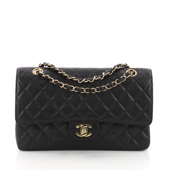 Chanel Vintage Classic Double Flap Bag Quilted Caviar Medium 3651501