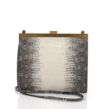 Celine Clasp Crossbody Bag Lizard Mini  Black 36537/01