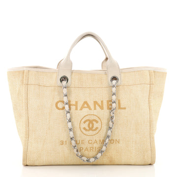  Chanel Deauville Chain Tote Canvas Large Yellow 3654304