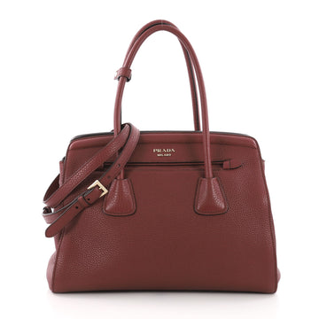 Prada Cuir Frame Convertible Tote Vitello Daino Large Red 3654513