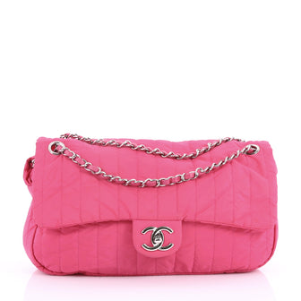 Chanel Soft Shell Flap Bag Vertical Quilted Nylon Jumbo  Pink 36545/25