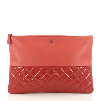 O Case Clutch Lambskin and Quilted Patent Large